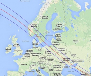 Przebieg zaćmienia w Europie